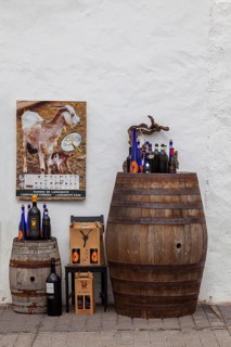 Decoration and advertising in front of a shop, old town of Teguise, Lanzarote, Canary Islands,