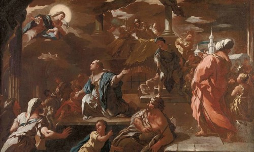 The Vision of Saint Mary of Egypt, painting by Luca Giordano (Italian, 1634-1705), historically,