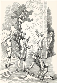Theater sets are being built, scene from the novel Wilhelm Meister's Apprenticeship, Wilhelm