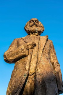 The Karl Marx statue on Simeonstiftplatz in Trier, Rhineland-Palatinate, Germany
