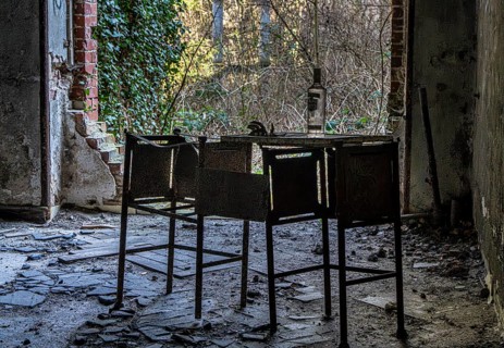 Interior view, former Alpine house on the historic site of the tuberculosis sanatorium in Beelitz,