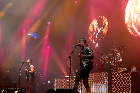 Jamie Mathias from Bullet For My Valentine live on The Poisoned Ascendancy EU Tour 2025 Celebrating