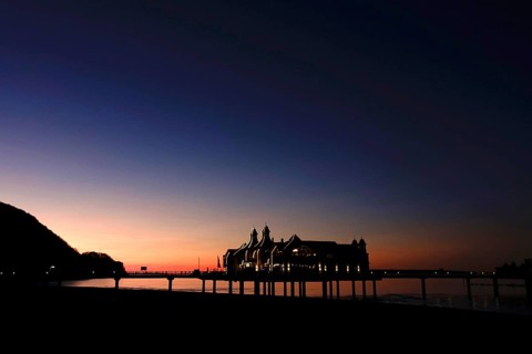 Sellin pier, sunset, Rügen, Mecklenburg-Western Pomerania, Germany