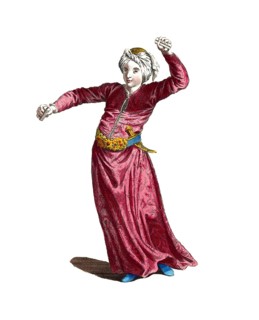 Historical clothing, fashion over time, clothing of a Turkish dancer in 1700, digitally restored