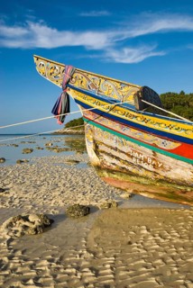 Longtail boat in Siam Bay on Racha Yai Island, Thailand, Asia, Siam, Southeast Asia, longtail boat,