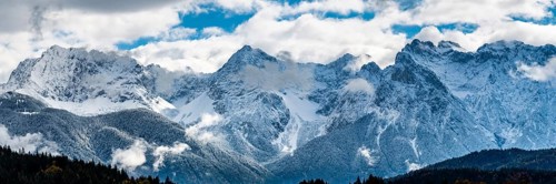 Panorama of the Karwendel near Mittenwald, Werdenfelser Land, Upper Bavaria, Bavaria, Germany