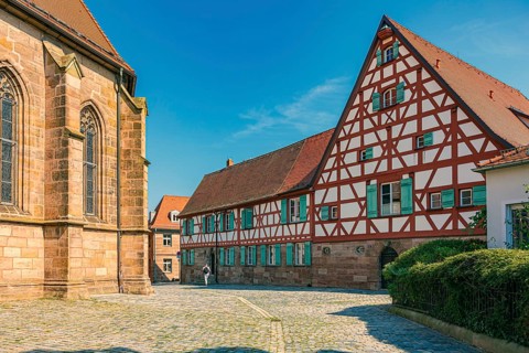 St Michael and Kirchenstraße in Fürth, Bavaria, Germany