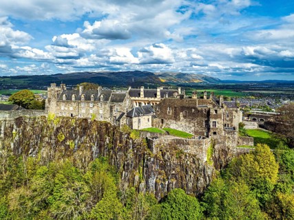 Stirling Castle from a drone, Stirling, Scotland, England, United Kingdom