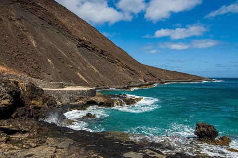 Coast with pebbles and rocks. San Vincente. Cabo Verde. Africa