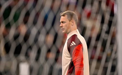 Goalkeeper Manuel Neuer FC Bayern Munich FCB (01) pensive, Goal net, Champions League, Allianz