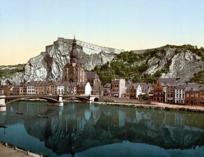 Dinant on the banks of the Meuse, Belgium, ca 1895, Historical, digitally restored reproduction