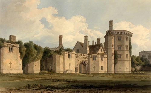 West Front of Thornbury Castle, Gloucestershire, England, digitally restored reproduction of a