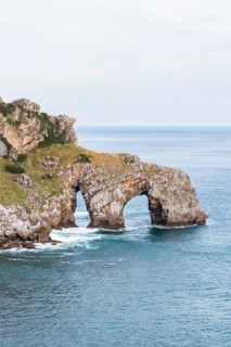 The stunning rocky arch formation located in the Biscayan town of Bermeo, Basque Country, Spain,