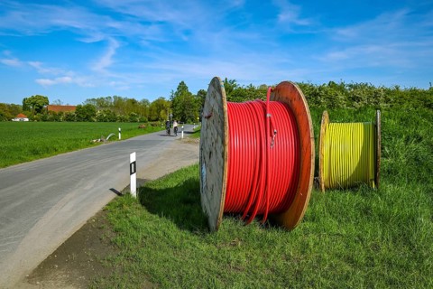 Bönen, North Rhine-Westphalia, Germany - Internet broadband expansion in the countryside,