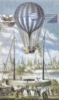 First flight with a dirigible balloon from Dijon 12 June 1784 by Louis Bernard Guyton de Morveau,
