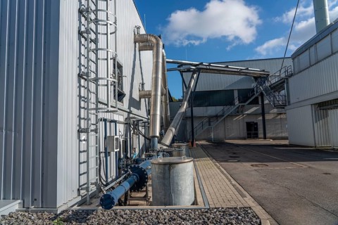 Digester, pipelines of the biogas plant of the company Reterra, biogas is produced in a digester