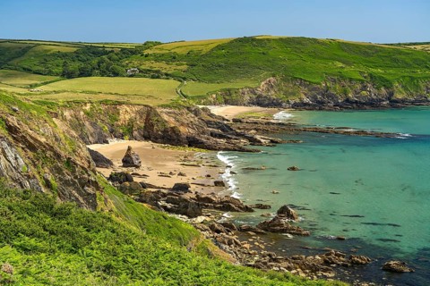 Hemmick Beach near St Goran, St Austell, Cornwall, England, Great Britain