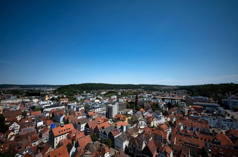 View of the old town with St Paul's Church, Town Hall, Old Town Hall, Heidenheim an der Brenz,