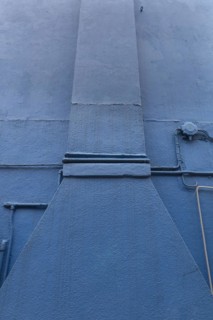 Blue house facade with fireplace, Burano, Venice, Veneto, Italy