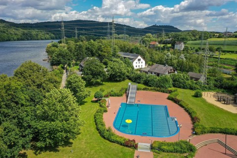 Hagen, North Rhine-Westphalia, Germany - Strandbad Hengstey am Hengsteysee, the Hengsteysee is a