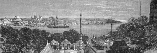 View of Bangkok in 1869, Thailand, View of Bangkok in 1869, Historic, digitally restored