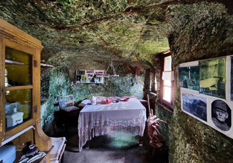 Cave flats in Langenstein, district of Halberstadt, Harz county, Saxony-Anhalt, Germany