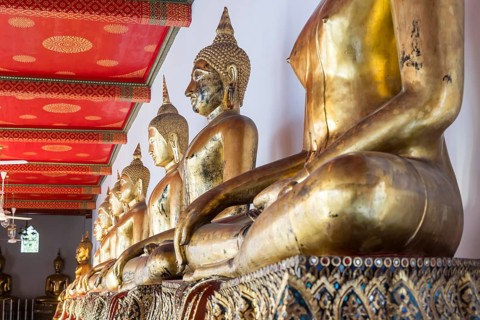 Wat Pho temple in Bangkok near the Grand Palace, Buddhist monastery with hundreds of Buddha statues