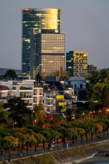 Skyline Bonn on the Rhine, in front the UNFCCC Secretariat of the Framework Convention on Climate