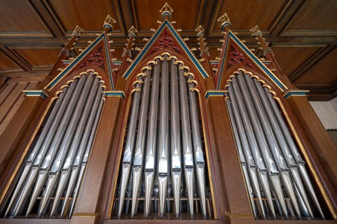 Organ with neo-Gothic case from 1899, Gothic St Mary's Church, Kalbensteinberg, Middle Franconia,