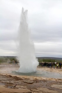 Eruption of the Strokkur geyser, hot springs, high temperature area in the Haukadalur valley,