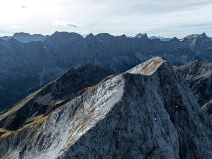 Gamsjoch, mountain ridge, aerial view, alpine panorama of the Gamsjoch group, Eng valley,