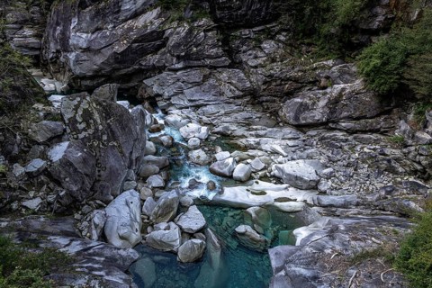 Rocks, rock formations, Verzasca River, near Lavertezzo, Verzasca Valley, Valle Verzasca, Canton