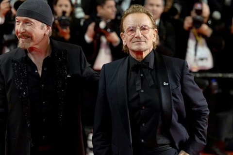 Cannes, France - 16.5.2024: The Edge and U2 singer Bono during the Bono: Stories Of Surrender red
