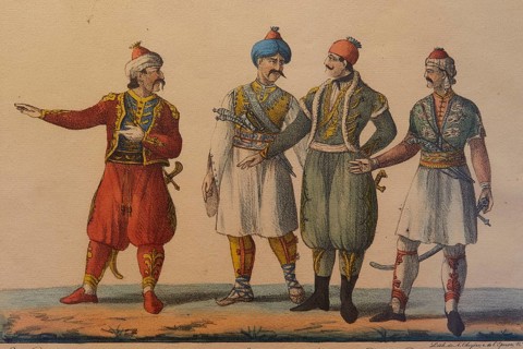 The four revolutionary leaders in the Peloponnese against the Ottomans, Giatrakos, Kolokotronis,