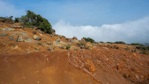 Colourful rocks, erosion, near Arguamul, La Gomera, Canary Islands, Spain
