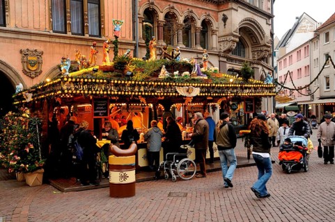 Stand at Christmas market in Hannover, Lower Saxony, Germany