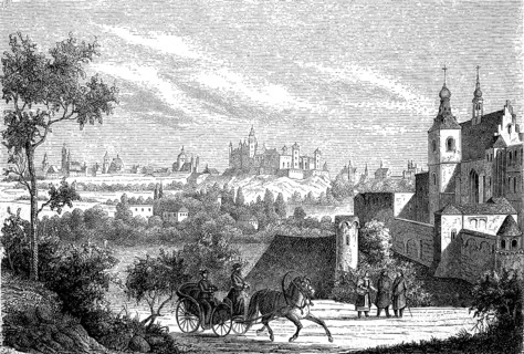 View of Krakow in Poland, in 1877, Historical, digital reproduction of an original from the 19th