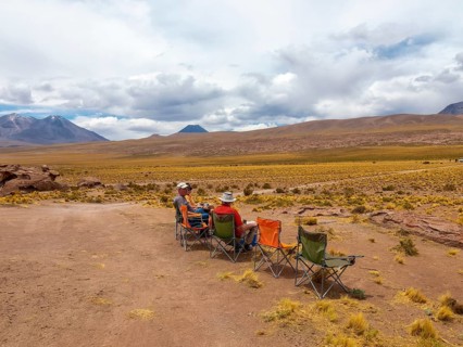 Rest with camping chairs in the Atacama Desert, Chile