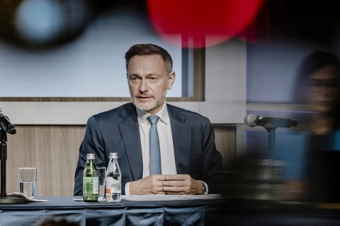 Christian Lindner (FDP), Federal Minister of Finance, photographed during the press conference on