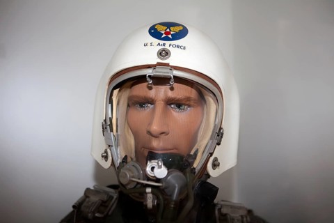 Model of a Fighter Pilot with a pressure suit, US Air Force, Aircraft Collection near Hermeskeil,