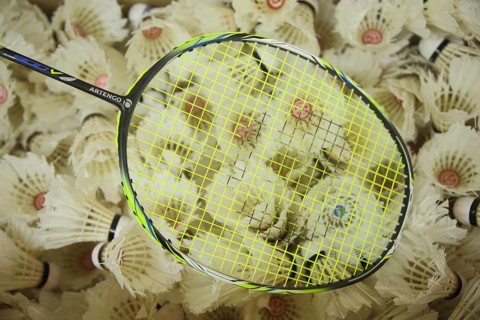 Badminton racket with shuttlecocks, pile, amount, number, much, sport, badminton, game ball, sports