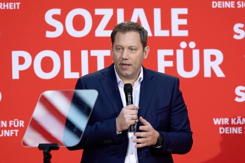 Berlin, Germany - 30 November 2024: Lars Klingbeil, Co-Chairman of the SPD, speaks at the Willy