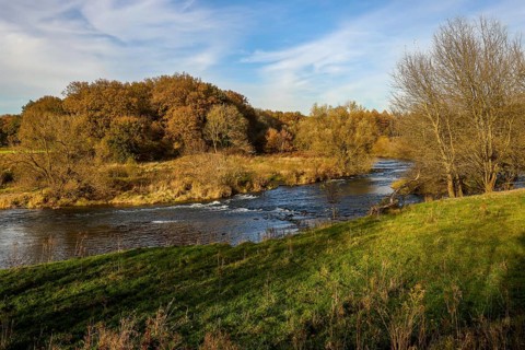 10.11.2021, Datteln, North Rhine-Westphalia, Germany - Lippe, river and floodplain development of