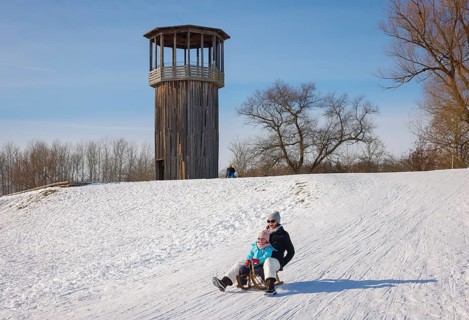 Recklinghausen, North Rhine-Westphalia, Germany - Sunny winter landscape in the Ruhr area, Emscher