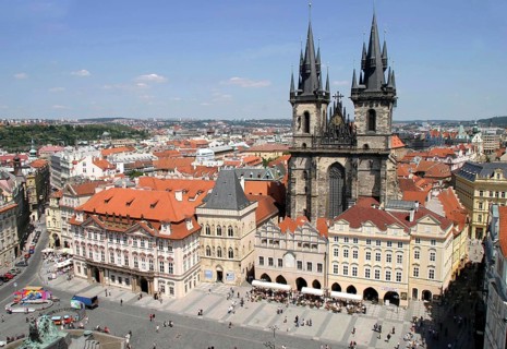 Prague, CZE, 30.05.2004 - The Tyn Church on Old Town Square in Prague, Czech Republic