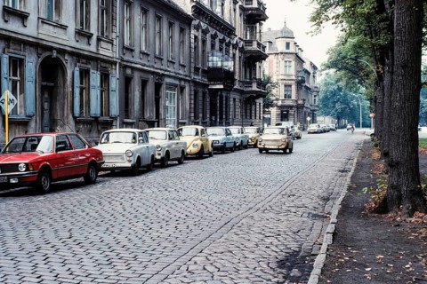 Historical photo street scene, Potsdam, 1990, Germany