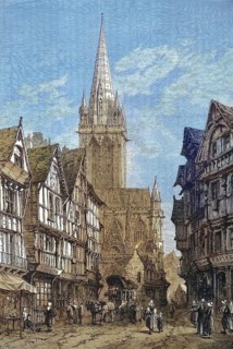 Saint-Pierre Church in 1868, in Caen, Normandy, France, Historic, digitally restored reproduction