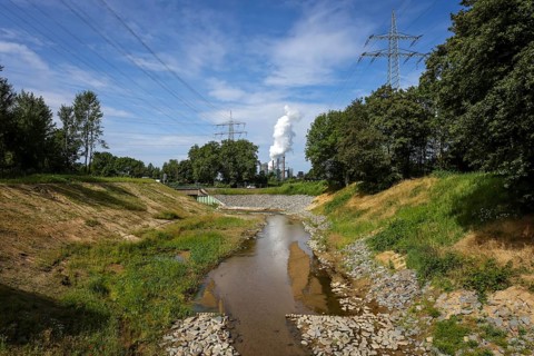 Bottrop, North Rhine-Westphalia, Germany, Renaturalised Boye, the tributary of the Emscher, was