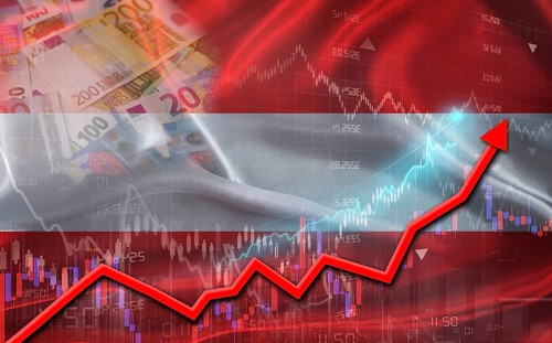 Austria economic growth on financial graph. Austria financial growth on market graph