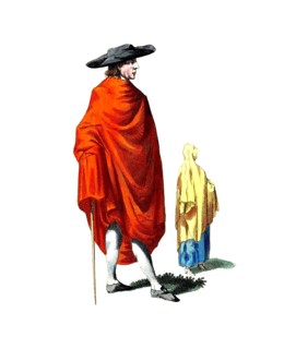 Historical clothing, fashion over the course of time, clothing of a Spaniard from Montevideo in